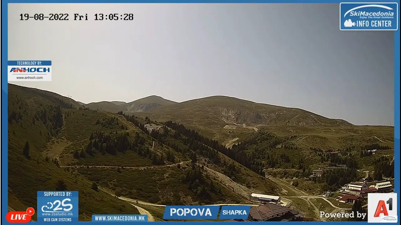 Webcam en direct de Popova Shapka, Centar, Macédoine